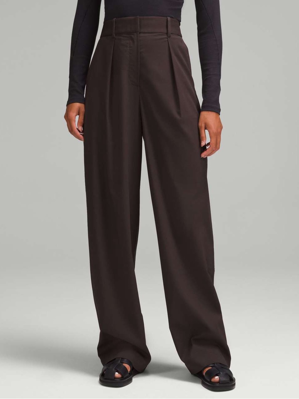 Lululemon Pleat-Front High-Rise Trousers Espresso Brown